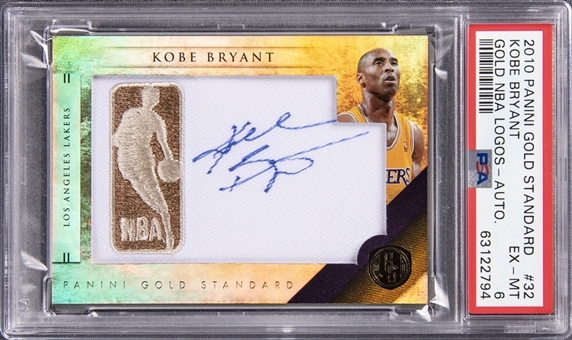 2010-11 Panini Gold Standard "Gold NBA Logos Autographs" #32 Kobe Bryant Signed Patch Card (#58/99) - PSA EX-MT 6